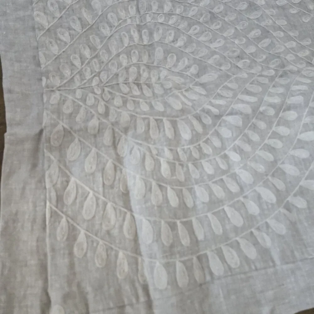 Restoration Hardware Embroidered Palmette Linen KING LOUNGER Sham Grey NEW